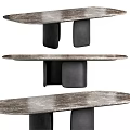 Modern Dining Table With Marble Top And Black Geometric Base Design