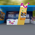 Modern Display Cabinets And Shelves With Blue Yellow Exterior And Poster Display Area
