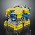 Yellow Underwater Mechanical Equipment With Metal Frame And Blue Parts