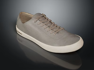 Stylish Gray Low Top Casual Shoes With White Sole And Lace Up For Daily Wear 3d model