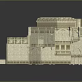 Traditional Stone Building Design With Intricate Dome Carvings And Arched Entrance