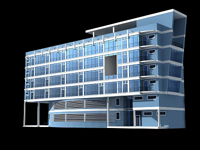 Modern Multi Storey Office Building With Glass Curtain Walls And Contemporary Exterior Design 3d model