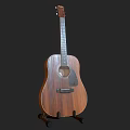 Wooden Acoustic Guitars As Musical Instruments Display From Different Angles On Stands