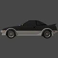 Classic Black Silver Two Door Sports Car Featuring Sleek Body And Alloy Wheels