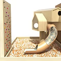 Wooden Kids Play Structure With Playhouse Elephant Toy Slide Stairs Climbing Wall And Colorful Balls