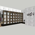 Modern Office Interior With Display Shelves Decorative Vases Wooden Desk And Textured Walls