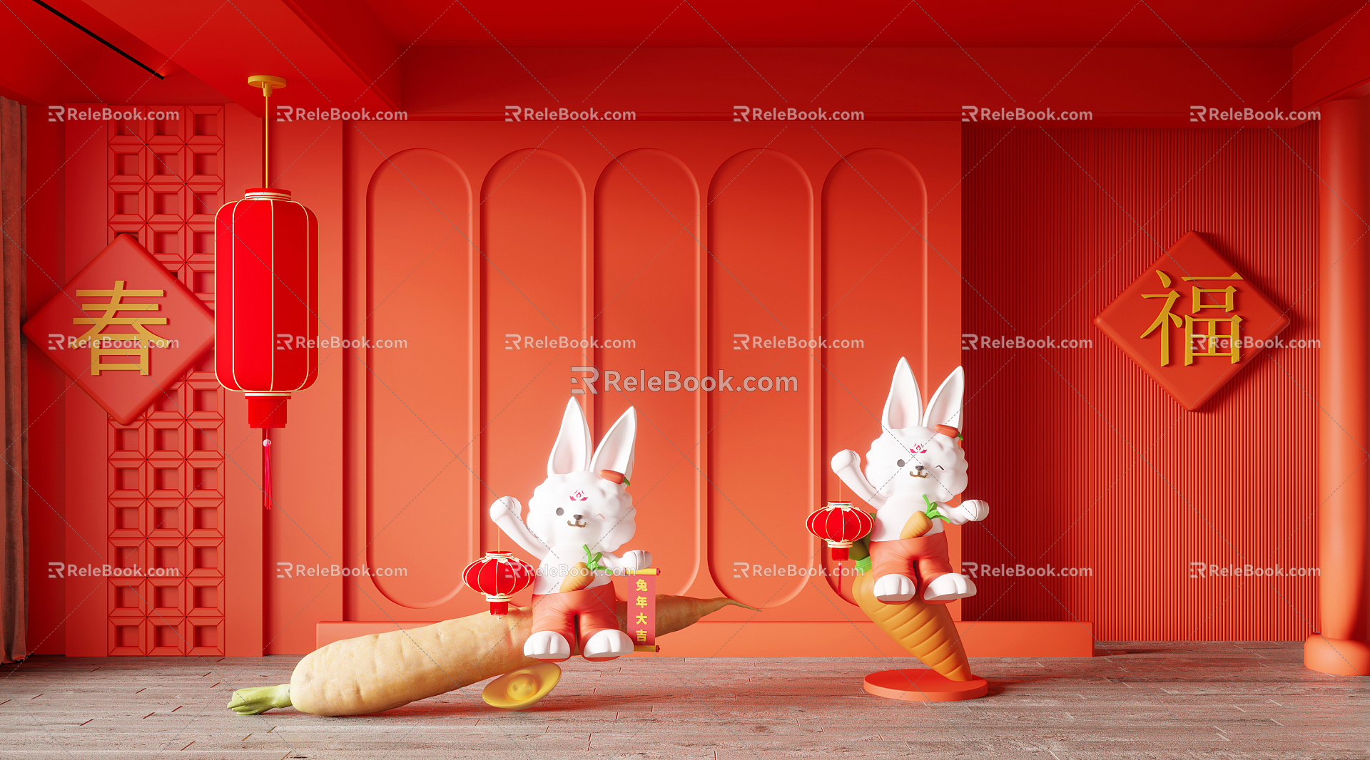 New Chinese Style Meichen Rabbit Doll 3d model