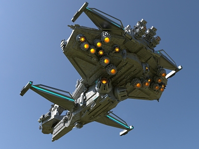 Sci-fi Spaceship Planet Warship Space Base Cruiser Cyberpunk Starcraft 3d model