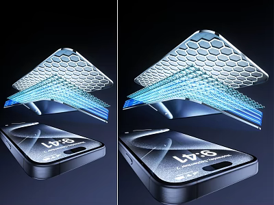 Premium Modern Smartphone Design Showcasing Curved Glass Screen And Blue Light Effect 3d model