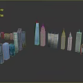 Modern Urban Architectural Complex With High Rise Skyscrapers Diverse Heights And Glass Facades