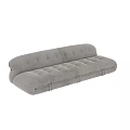 Two Seater Gray Fabric Sofa With Tufted Buttons And Rounded Design