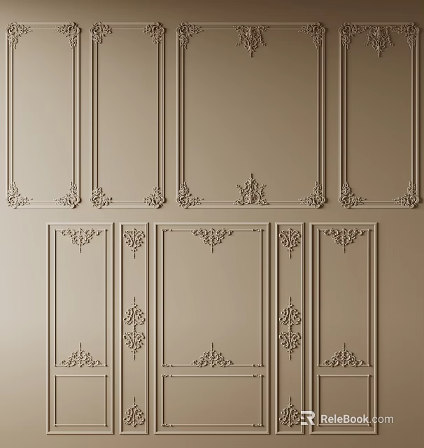 Plaster Molding Decorative Wall With Ornate Details 3d model