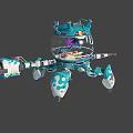 Blue And White Sci Fi Mechanical Character With Transparent Cockpit Small Creature And Mechanical Arms