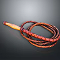 Handcrafted Leather Whip with Braided Design and Wooden Handle for Daily Use