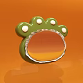 Green Claw Shaped Mirror With White Dots On Orange Background 3d model