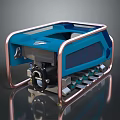 Blue Industrial Mechanical Device With Copper Frame And Open Top Structure 3d model