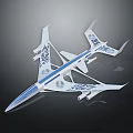 White Airplane With Blue Decorative Patterns Streamlined Body And Stylish Wings Design 3d model