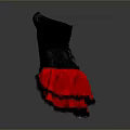Women's Black Corset With Red Skirt Lace Details And Decorative Buttons For Daily Use