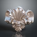 Intricate Silver Metal Furniture Decoration With Scallop Shape And Curved Carvings
