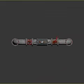 Industrial Silver Metal Pipes Fixture With Red Valves And Black Central Component