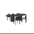Modern Wooden Oval Dining Table Set with Four Minimalist Matching Chairs