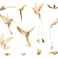 Golden Bird Shaped Landscape Sculptures With Artistic Design And Various Poses