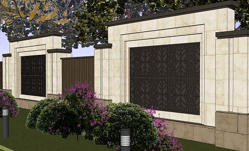 New Chinese style fence landscape fence outdoor picket pile fence courtyard 3d model