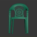 Green Plastic Lightweight Leisure Chair with Armrests Perforated Backrest and Seat for Casual Use