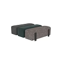 Modern Upholstered Sofa Bench With Gray Linen Fabric And Black Metal Legs