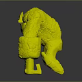 Stone Creature Character 3D Model Featuring Rough Rock Texture And Muscular Limbs 3d model