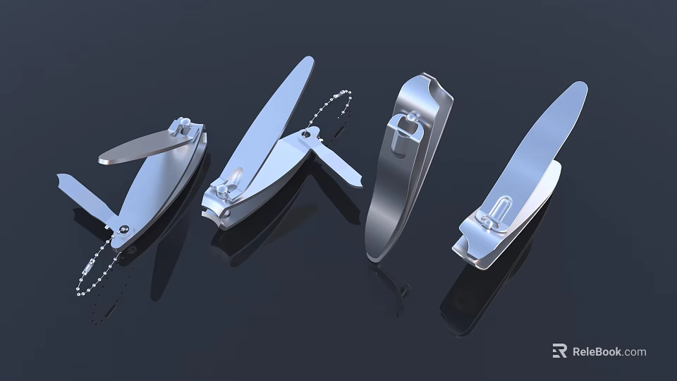 Modern Silver Metal Nail Clippers With Various Styles For Daily Use 3d model 