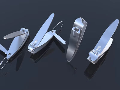 Modern Silver Metal Nail Clippers With Various Styles For Daily Use 3d model