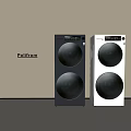 Poliform Double Drum Washing Machines Black and White Side by Side