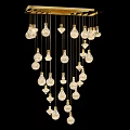 Modern Crystal Chandelier With Multiple Glass Bulbs And Golden Hanging Wires