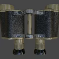 Vintage Military Weapon Binoculars With Leather Grip And Brass Components Design