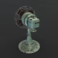 Vintage Electric Fan with Metal Cage Worn Green Base and Retro Design
