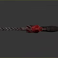 Decorative Mechanical Revolver With Silver Barrel Red Accents And Dark Handle