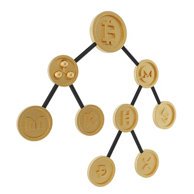 Golden Coin Shaped Decorative Ornament Set With Connected Lines And Symbols 3d model