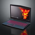 Modern Gaming Laptop With Dark Body Pink Backlit Keyboard And Flame Pattern Screen 3d model