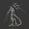 Game Movie Character With Metallic Armor Spear Weapon And Dark Background Design