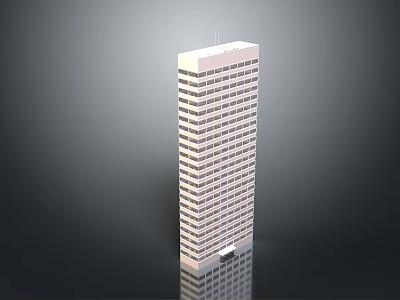 Modern High Rise Office Building With White Exterior Many Windows And Entrance At Base 3d model