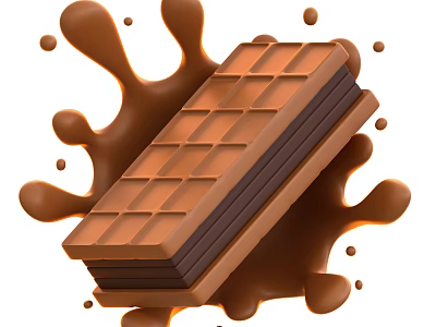 Delicious Layered Melting Chocolate Bar With Rich Creamy Chocolate Sauce Splashing 3d model