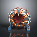 Industrial Electric Motor Stator With Copper Coils Metal Frame And Blue Base