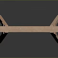 Wooden Public Bench With Simple Design And Natural Wood Leg Structure