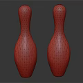Bowling Pins With Red Triangular Design USBC Approved Max Logo And Maple Material 3d model