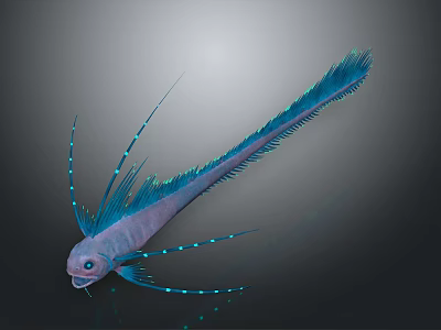 Blue And Purple Aquatic Creature With Long Tail And Glowing Spots On Fins 3d model
