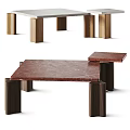 Modern Coffee Table With Wooden Legs And Stone Top Unique Design
