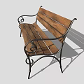 Classic Outdoor Wooden Bench with Metal Frame and Armrests for Garden Patio Use