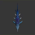Blue Dragon 3D Model With Purple Fins Sharp Teeth And White Claws