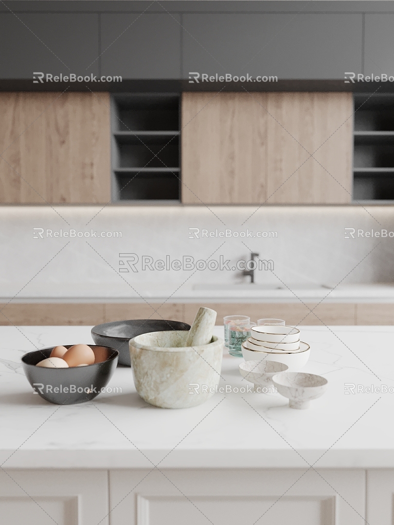 Modern Kitchen Ornaments Bowl Egg Mortar 3d model